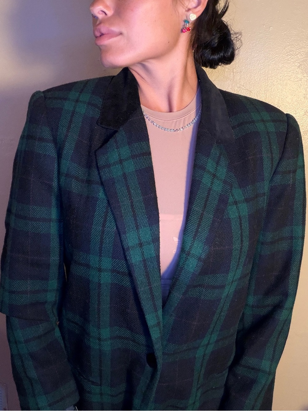 Sag Harbor Black & Green Plaid Classic Blazer